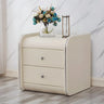 Morandi-Themed Faux Leather Nightstand with Two Drawers Image - 13