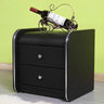 Morandi-Themed Faux Leather Nightstand with Two Drawers Image - 2
