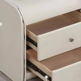 Morandi-Themed Faux Leather Nightstand with Two Drawers Image - 15