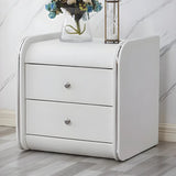Morandi-Themed Faux Leather Nightstand with Two Drawers Image - 16