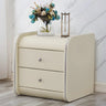 Morandi-Themed Faux Leather Nightstand with Two Drawers Image - 5