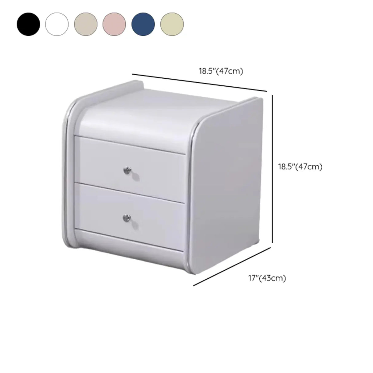 Morandi-Themed Faux Leather Nightstand with Two Drawers 