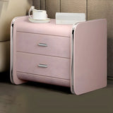Morandi-Themed Faux Leather Nightstand with Two Drawers Image - 7