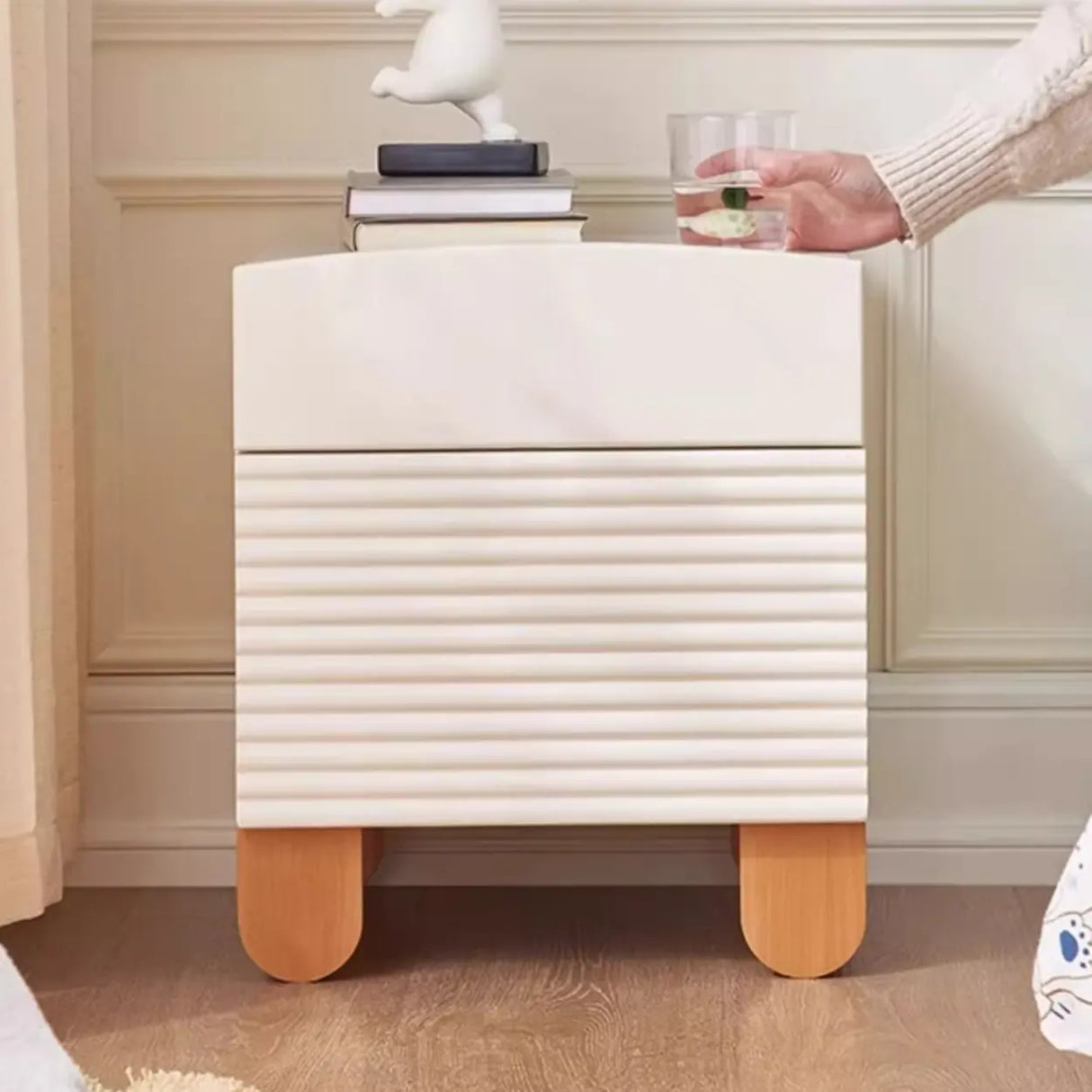 Morandi-Themed Wooden Kids Nightstand with Drawers Image - 10
