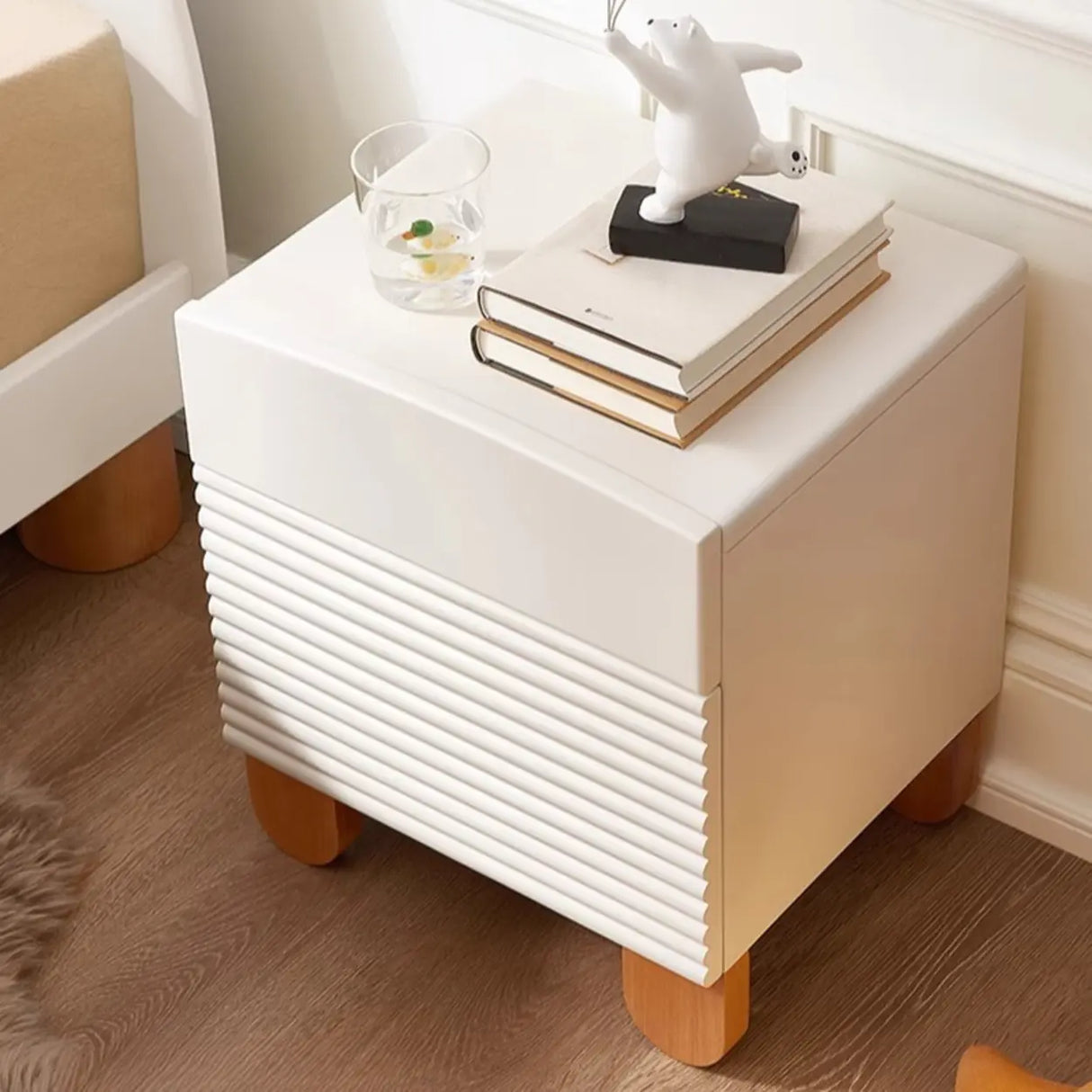 Morandi-Themed Wooden Kids Nightstand with Drawers Image - 6