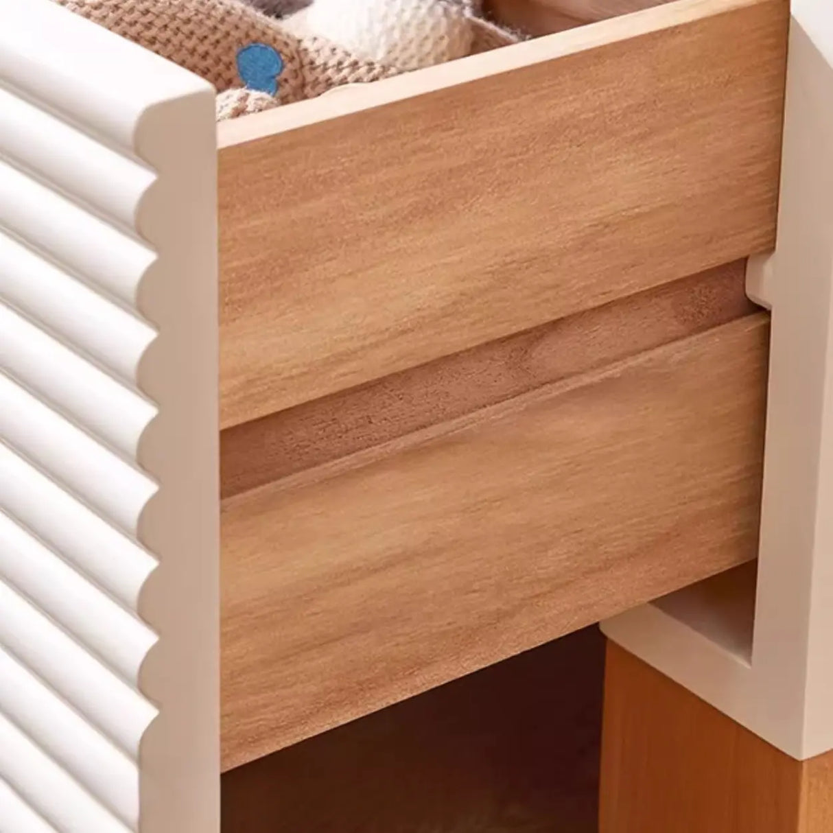 Morandi-Themed Wooden Kids Nightstand with Drawers Image - 8