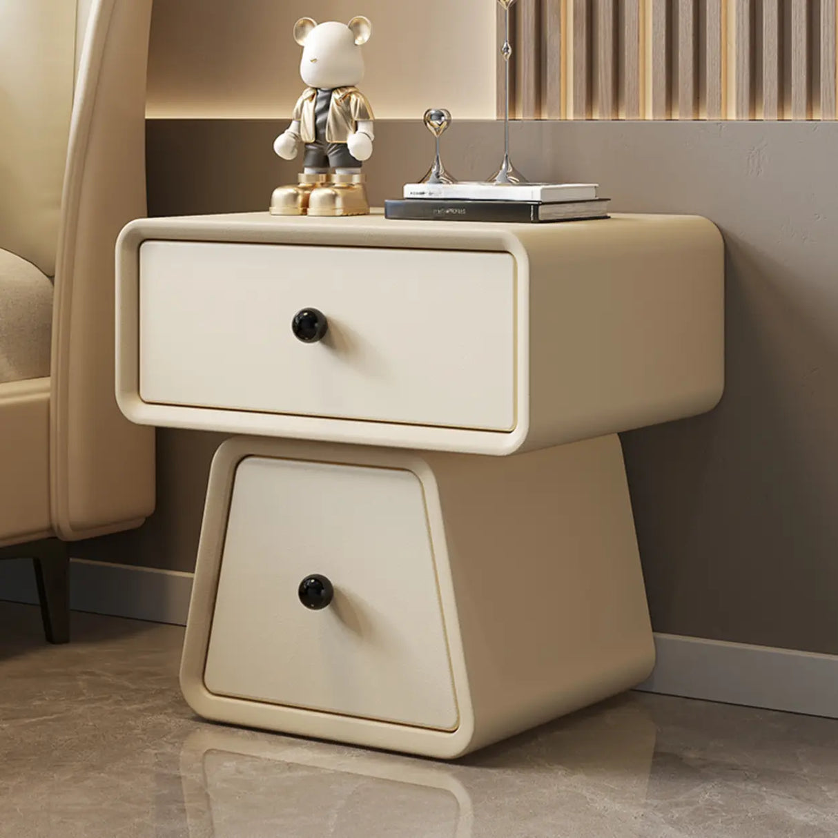 Morandi Tip Resistant Wood Kids Nightstand with Drawers Image - 11