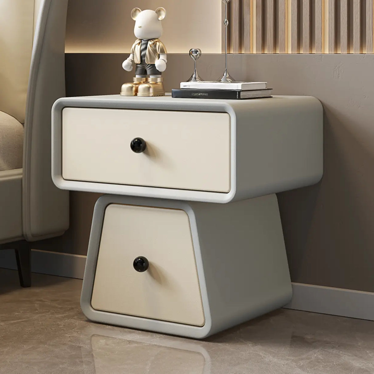 Morandi Tip Resistant Wood Kids Nightstand with Drawers Image - 13