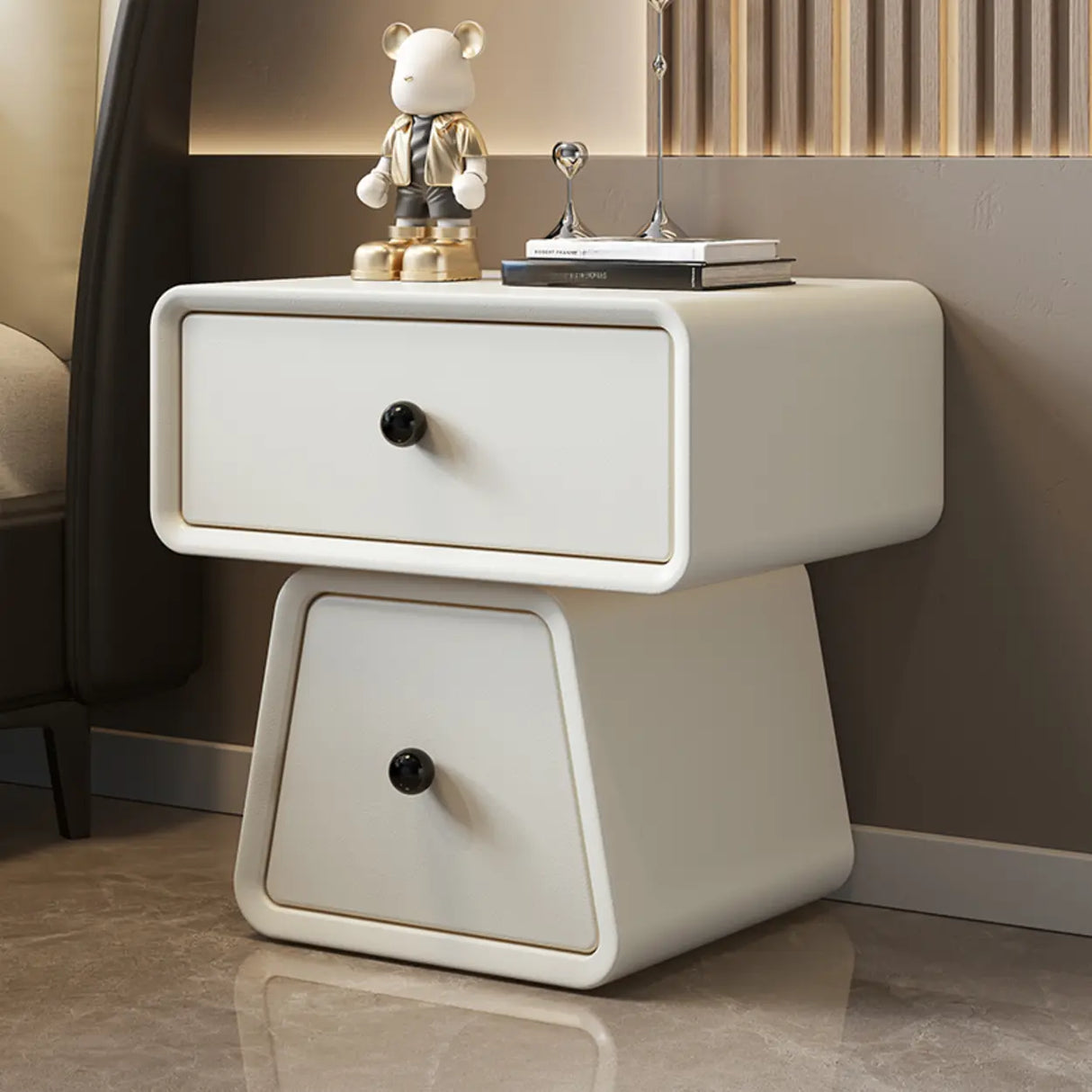 Morandi Tip Resistant Wood Kids Nightstand with Drawers Image - 3
