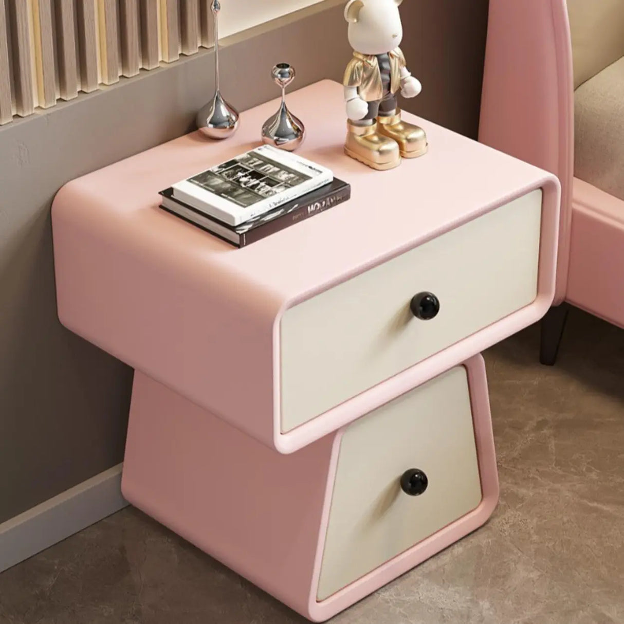 Morandi Tip Resistant Wood Kids Nightstand with Drawers Image - 4