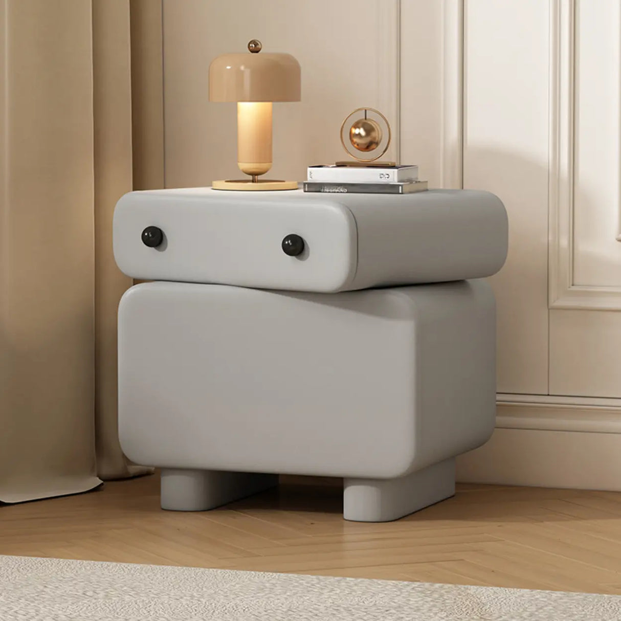 Morandi Wood Tip Resistant Kids Nightstand with 2-Drawer Image - 11