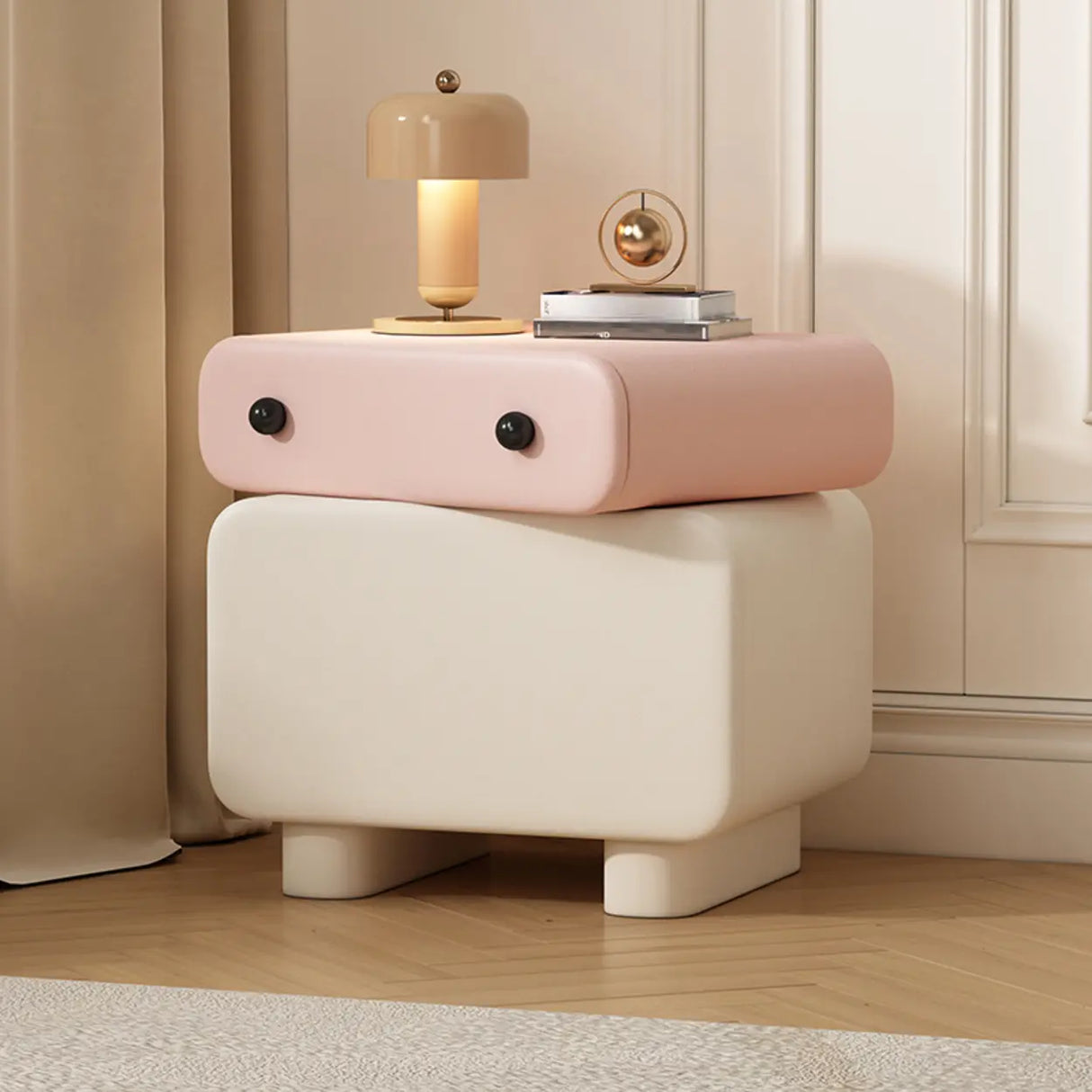 Morandi Wood Tip Resistant Kids Nightstand with 2-Drawer Image - 13