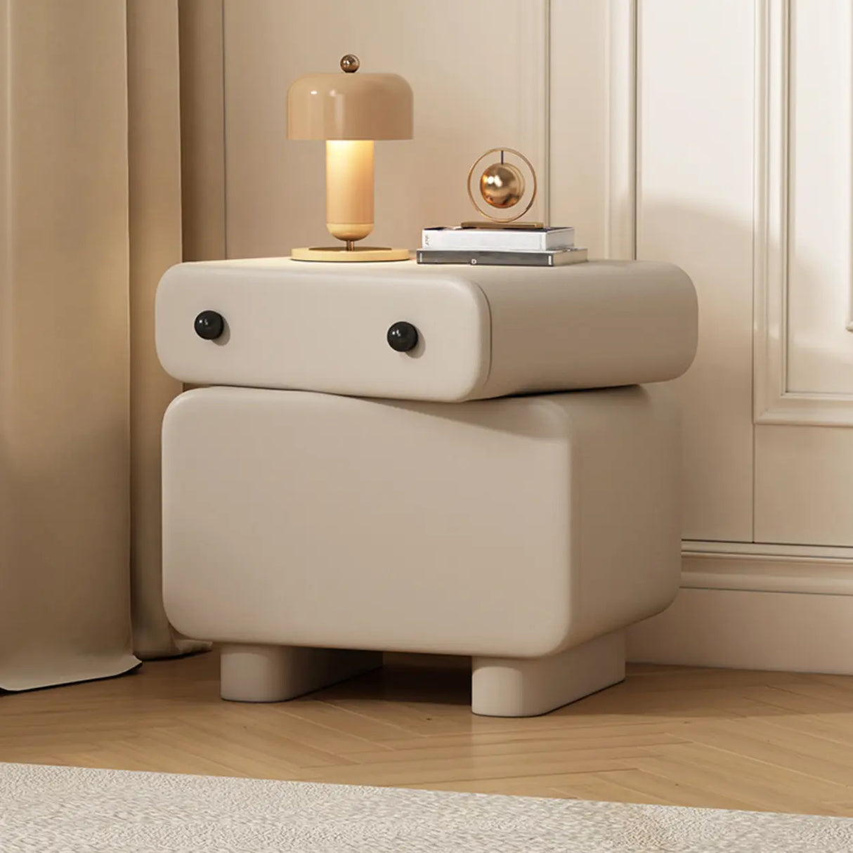 Morandi Wood Tip Resistant Kids Nightstand with 2-Drawer Image - 3
