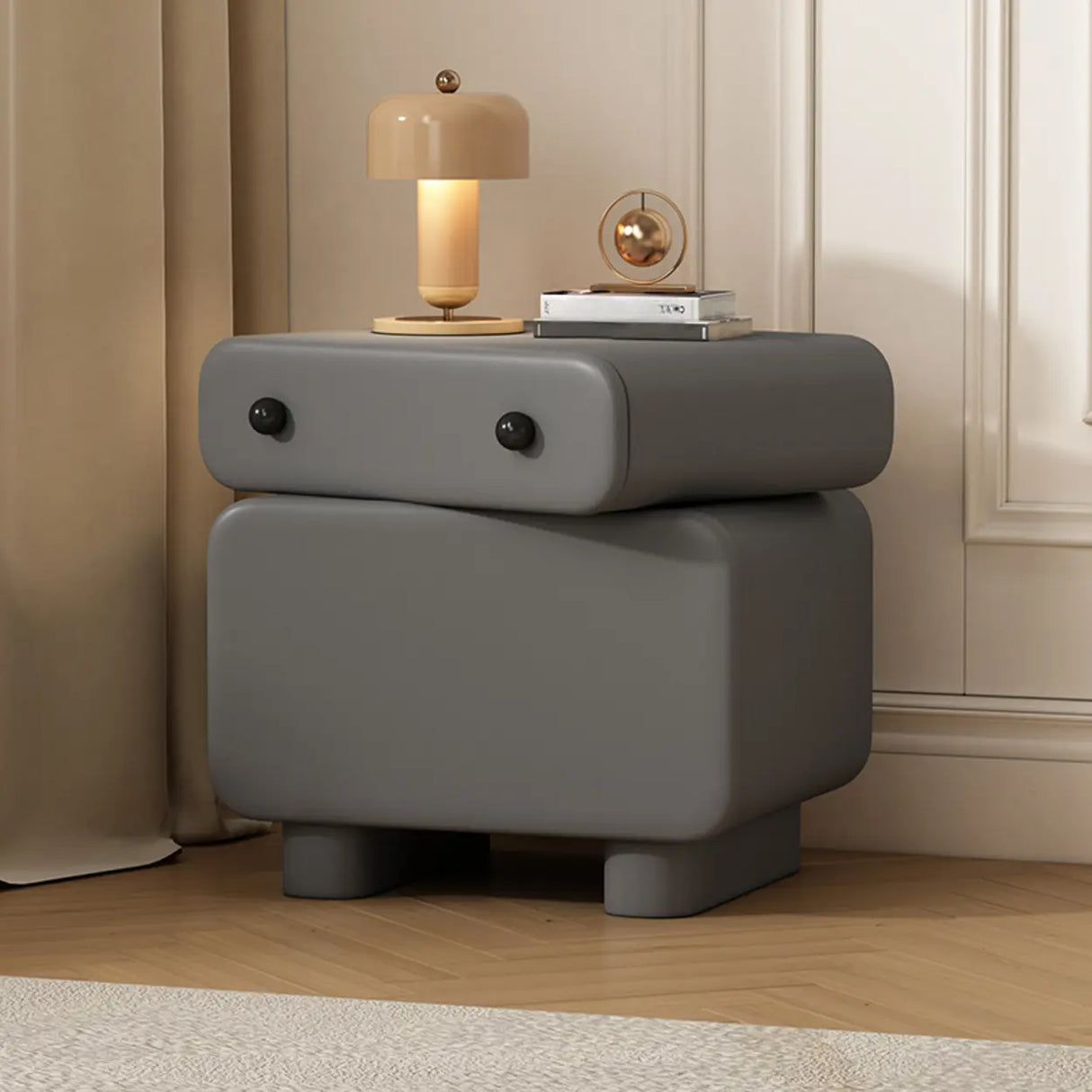 Morandi Wood Tip Resistant Kids Nightstand with 2-Drawer Image - 7