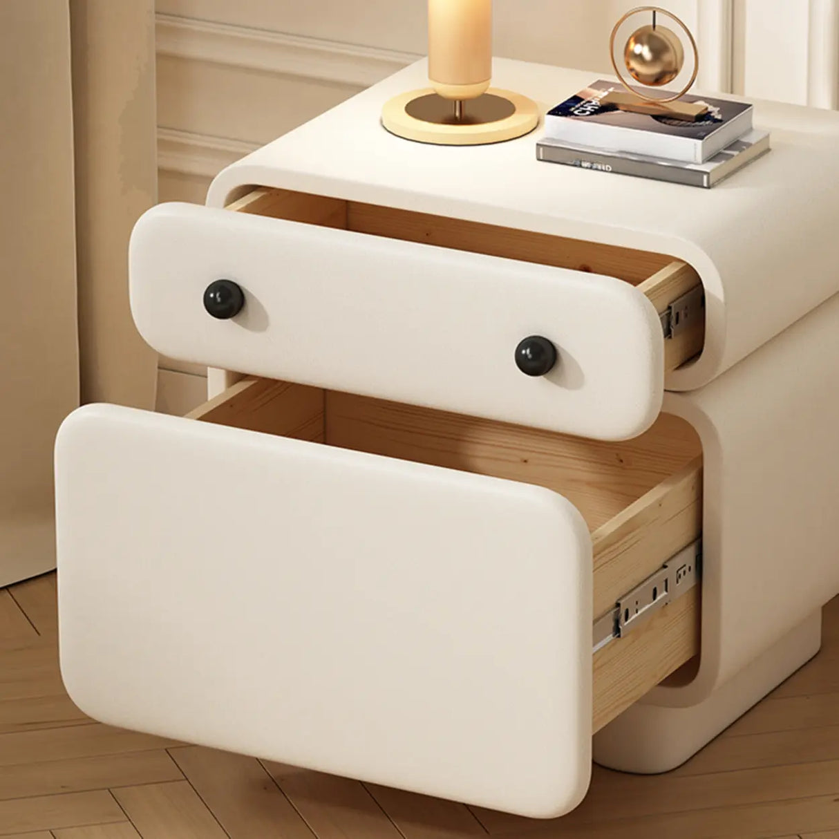 Morandi Wood Tip Resistant Kids Nightstand with 2-Drawer Image - 8