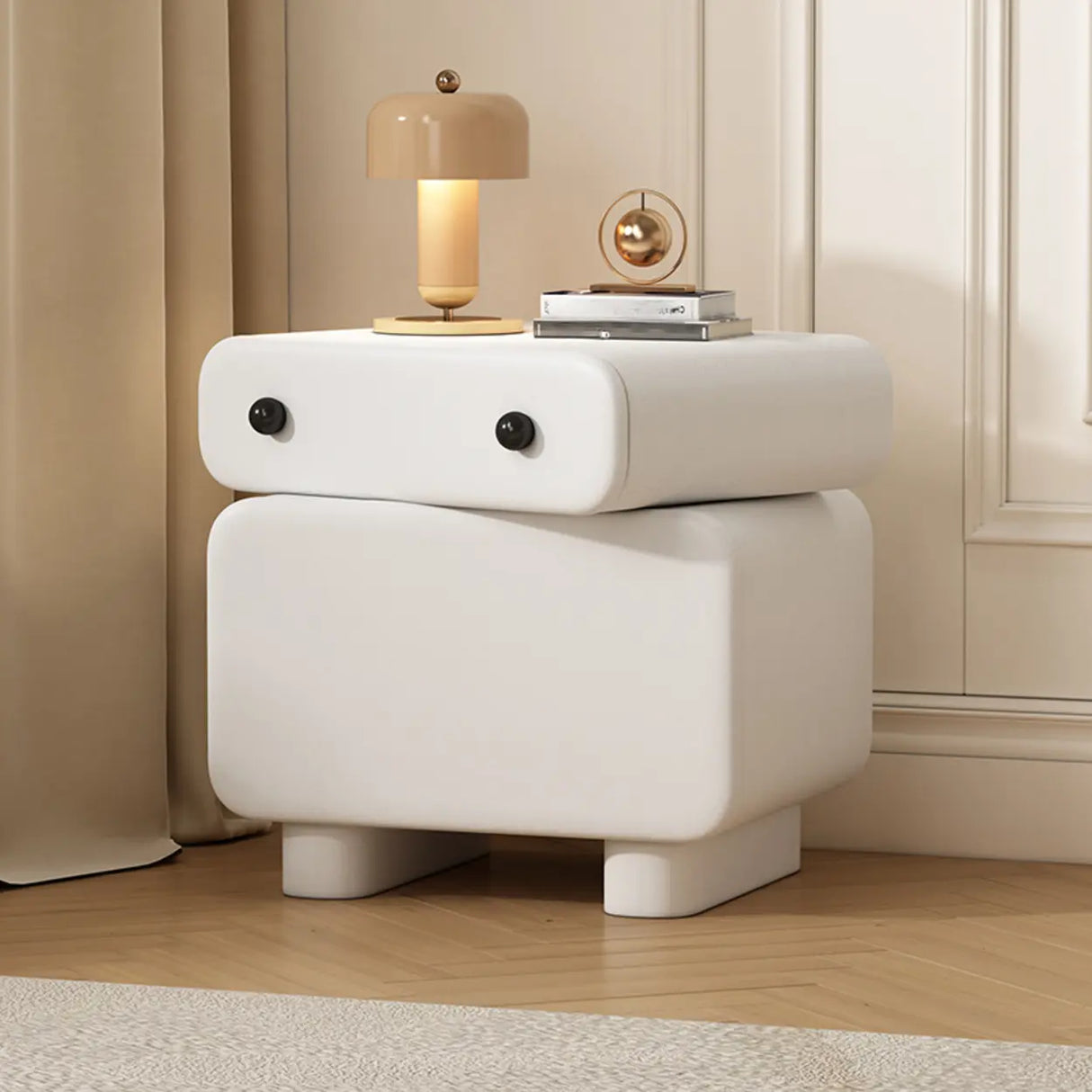 Morandi Wood Tip Resistant Kids Nightstand with 2-Drawer Image - 9