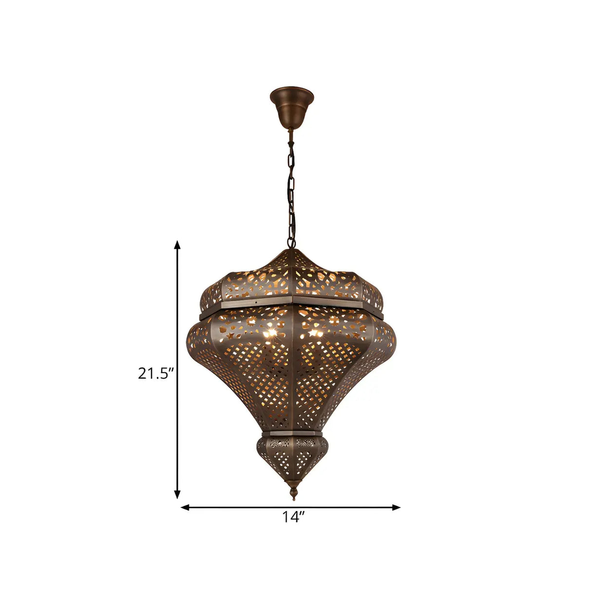 Moroccan Bronze Retro Dining Room Hollow Pendant Chandelier 
