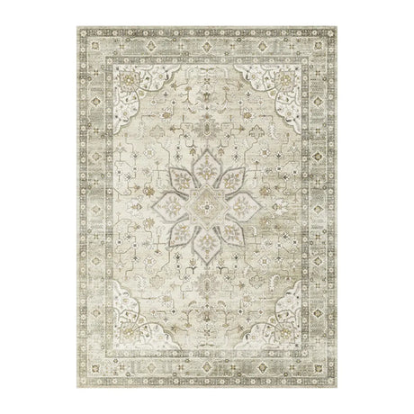 Moroccan Rectangle Beige Anti-Slip Floral Area Rug Image - 2