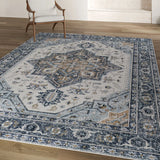 Moroccan Rectangle Polyester Blue Large Area Rug Image - 13