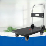 Movable Black Flat Utility Cart with Four Casters Image - 1