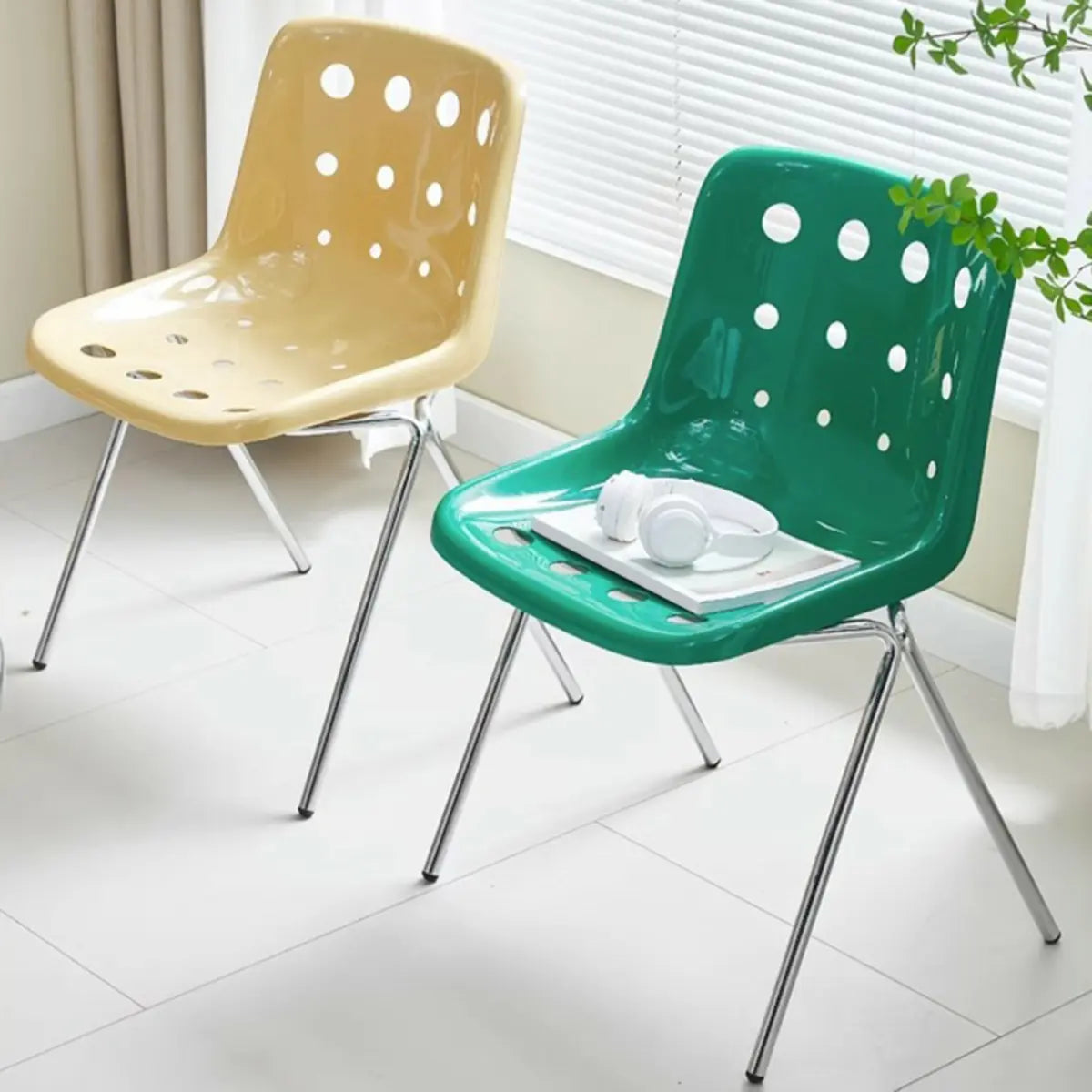 Multi-Color Armless Metal Ergonomic Plastic Office Chair Image - 16