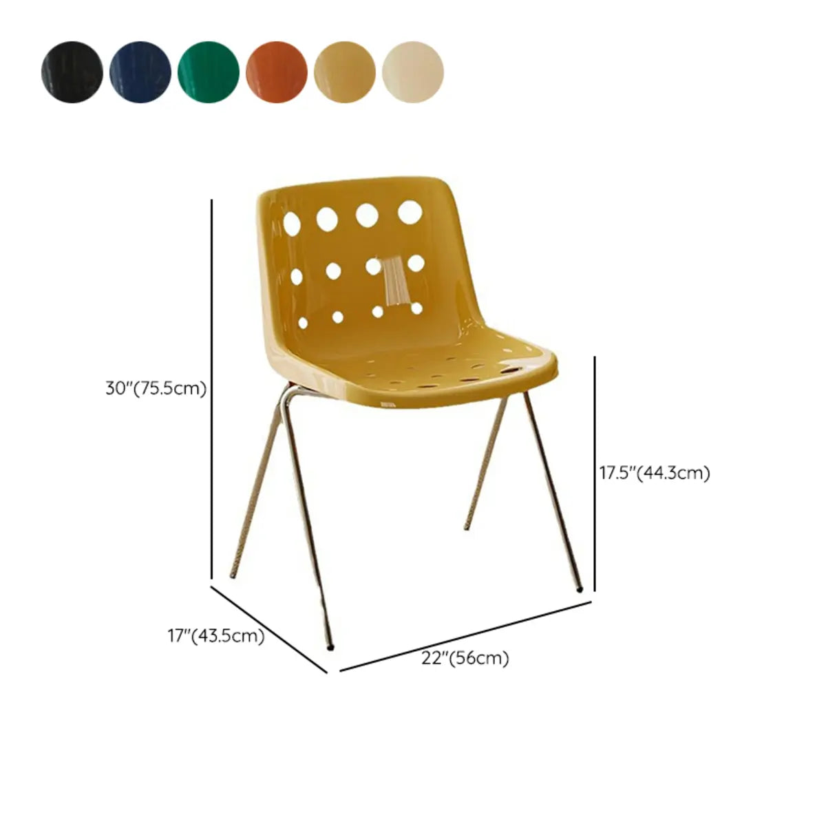 Multi-Color Armless Metal Ergonomic Plastic Office Chair 
