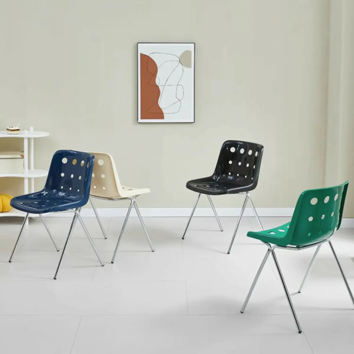 Multi-Color Armless Metal Ergonomic Plastic Office Chair Image - 3