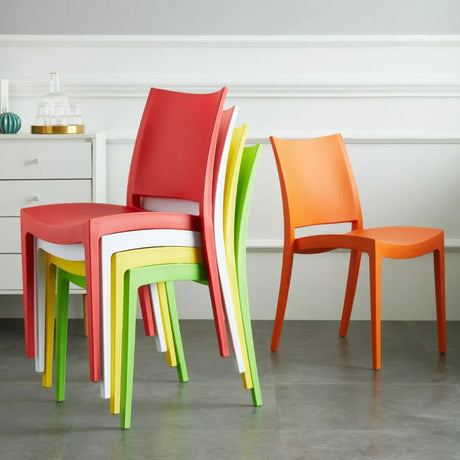 Multi-Color Armless Stackable Plastic Task Office Chairs Image - 1