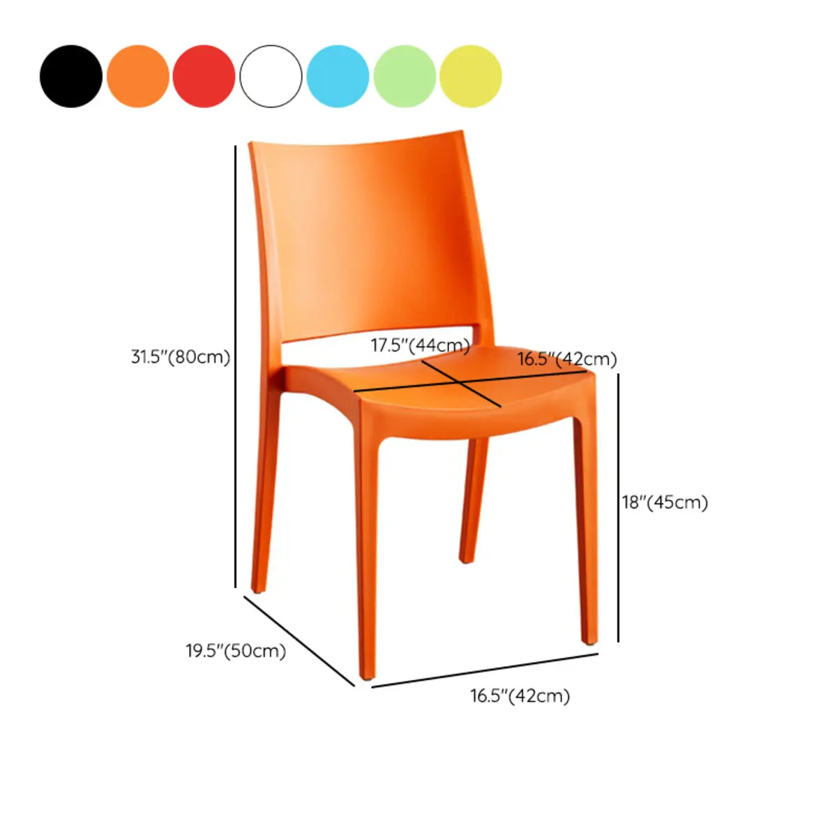 Multi-Color Armless Stackable Plastic Task Office Chairs 