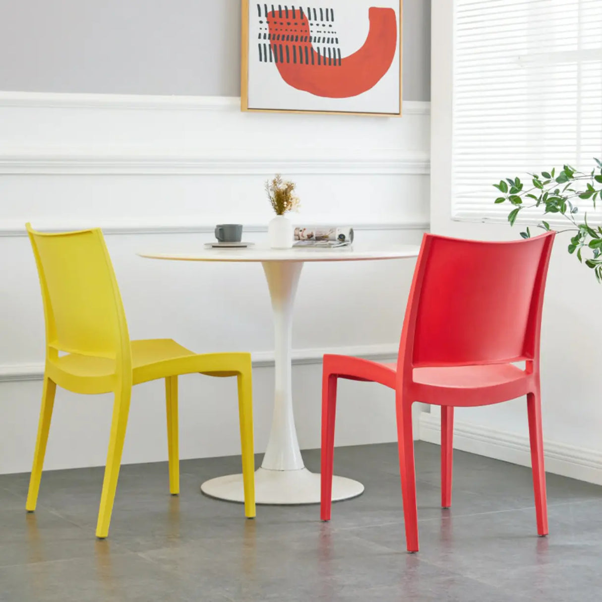 Multi-Color Armless Stackable Plastic Task Office Chairs Image - 8