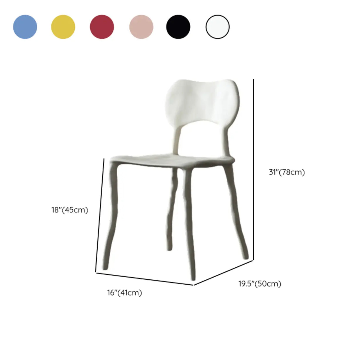 Multi-Color Curved Armless Low Back Resin Dining Chair 
