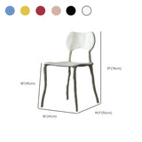 Multi-Color Curved Armless Low Back Resin Dining Chair #size