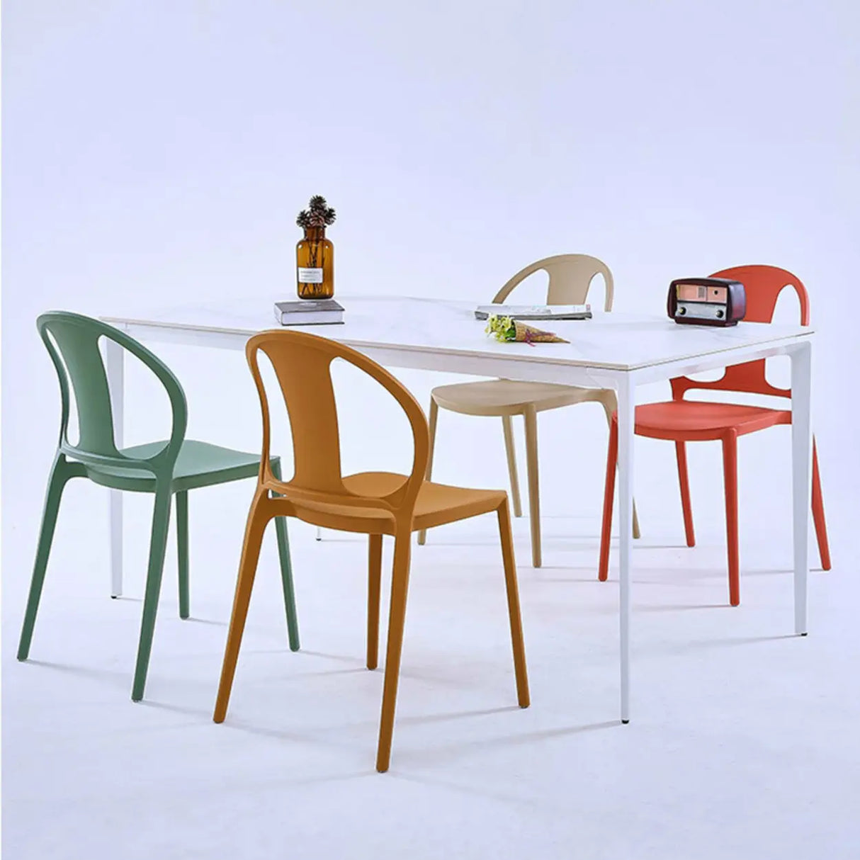 Multi-Color Ergonomic Stackable Plastic Office Chair Image - 18