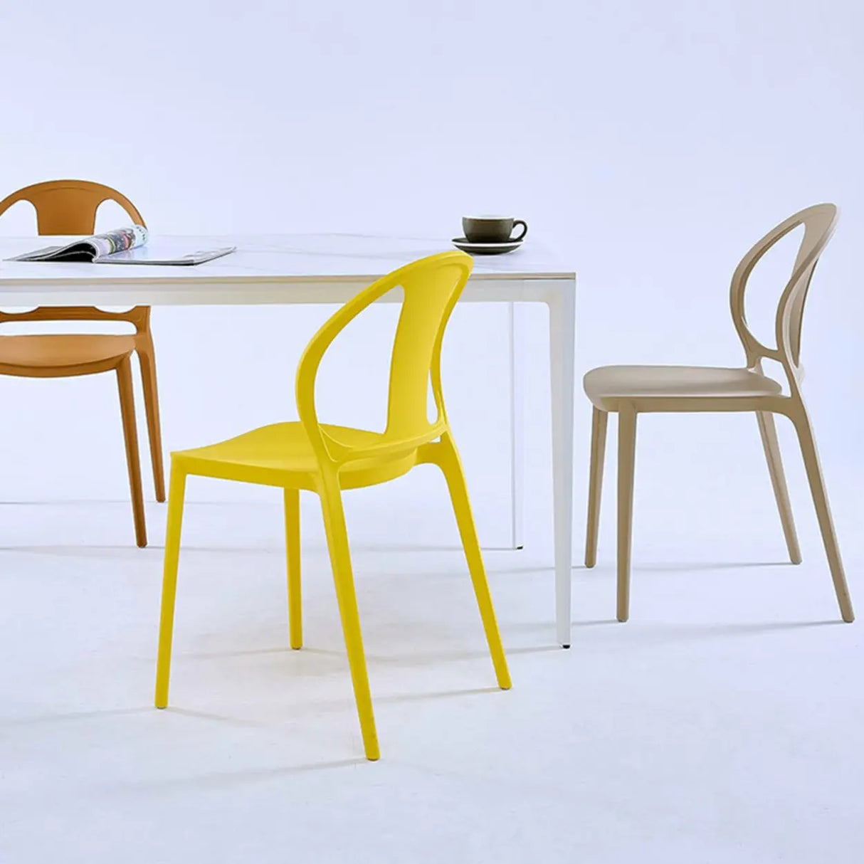 Multi-Color Ergonomic Stackable Plastic Office Chair Image - 8