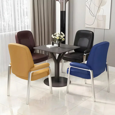 Multi-color Metal Frame Leather Silver Arms Office Chair Image - 1