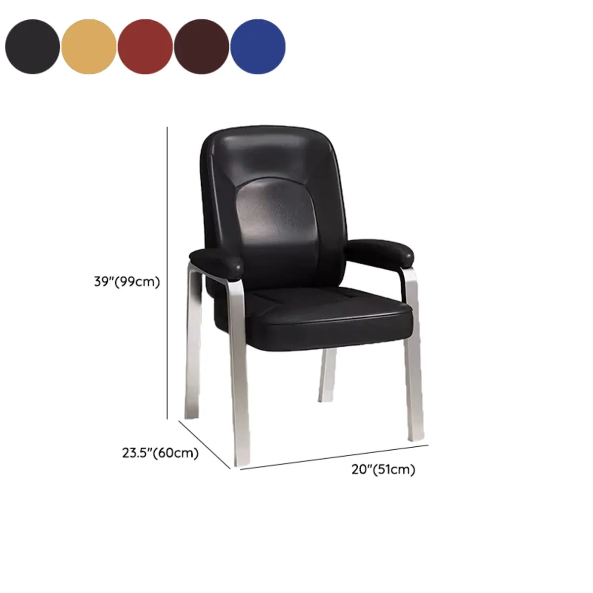 Multi-color Metal Frame Leather Silver Arms Office Chair 
