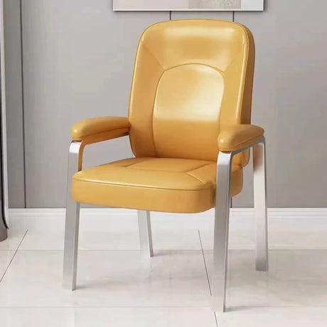 Multi-color Metal Frame Leather Silver Arms Office Chair Image - 2