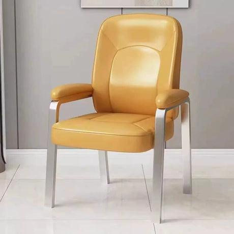 Multi-color Metal Frame Leather Silver Arms Office Chair Image - 2