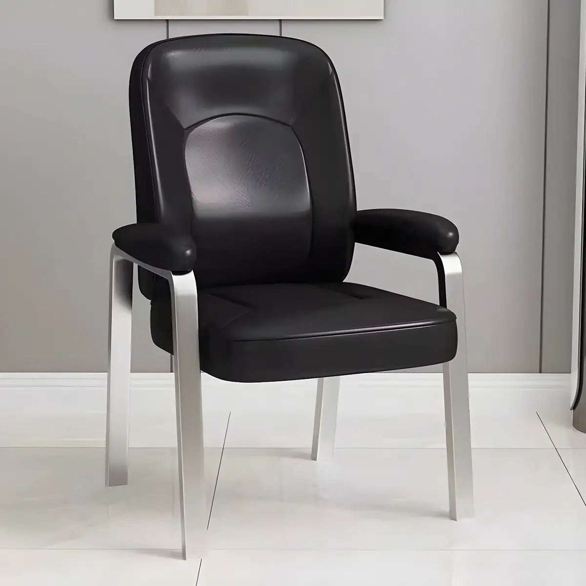 Multi-color Metal Frame Leather Silver Arms Office Chair Image - 8