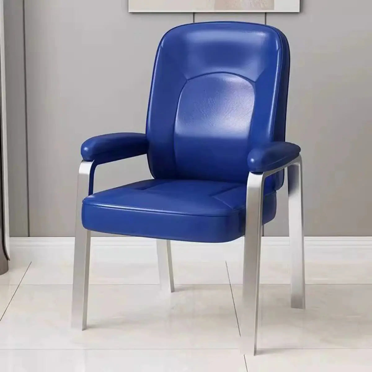 Multi-color Metal Frame Leather Silver Arms Office Chair Image - 9