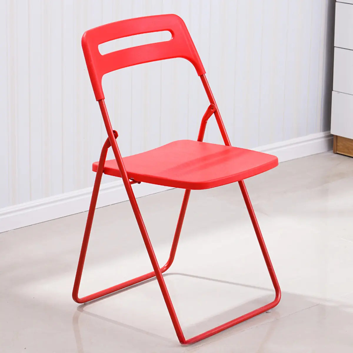 Multi-Color Minimalist Folding Plastic Armless Office Chair Image - 11