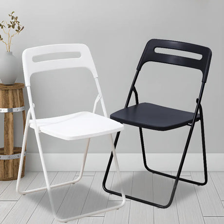 Multi-Color Minimalist Folding Plastic Armless Office Chair Image - 2