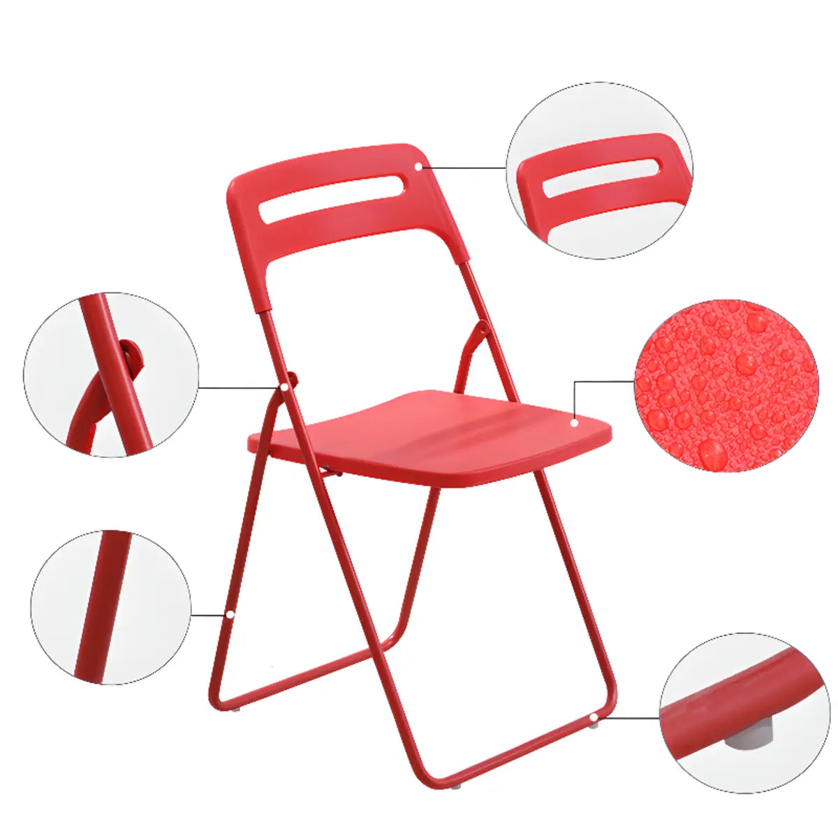 Multi-Color Minimalist Folding Plastic Armless Office Chair Image - 4