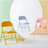 Multi-color Modern Foldable Armless Metal Office Chair Image - 23