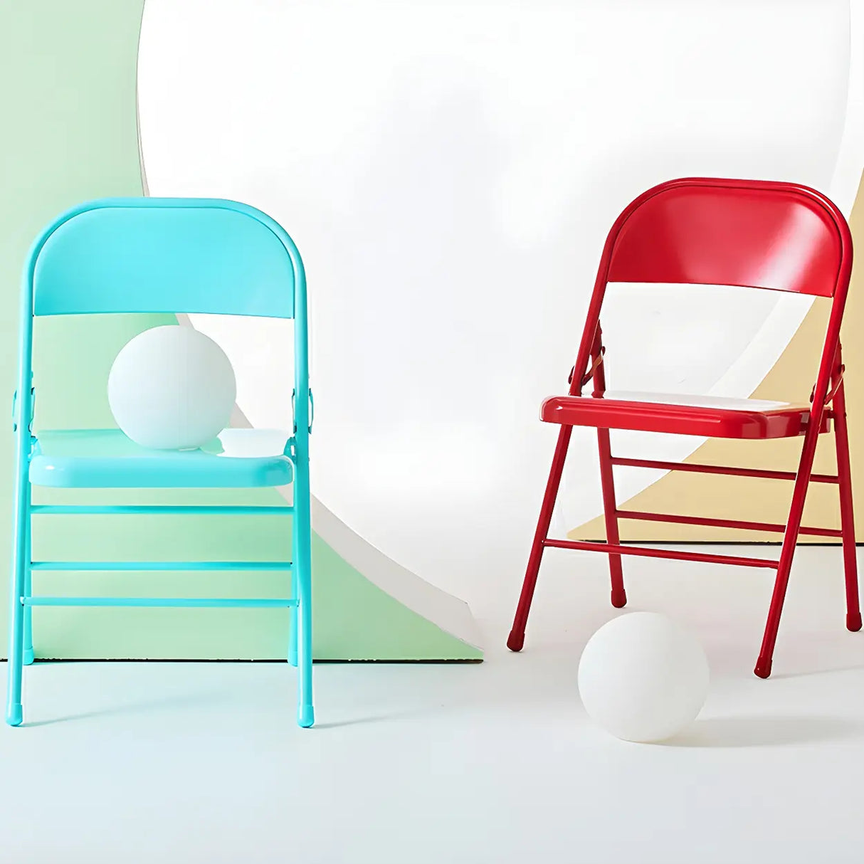 Multi-color Modern Foldable Armless Metal Office Chair Image - 6