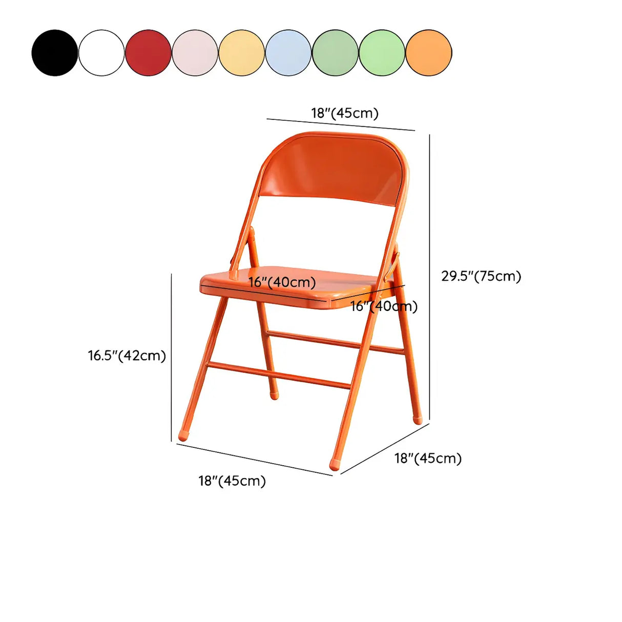 Multi-color Modern Foldable Armless Metal Office Chair 