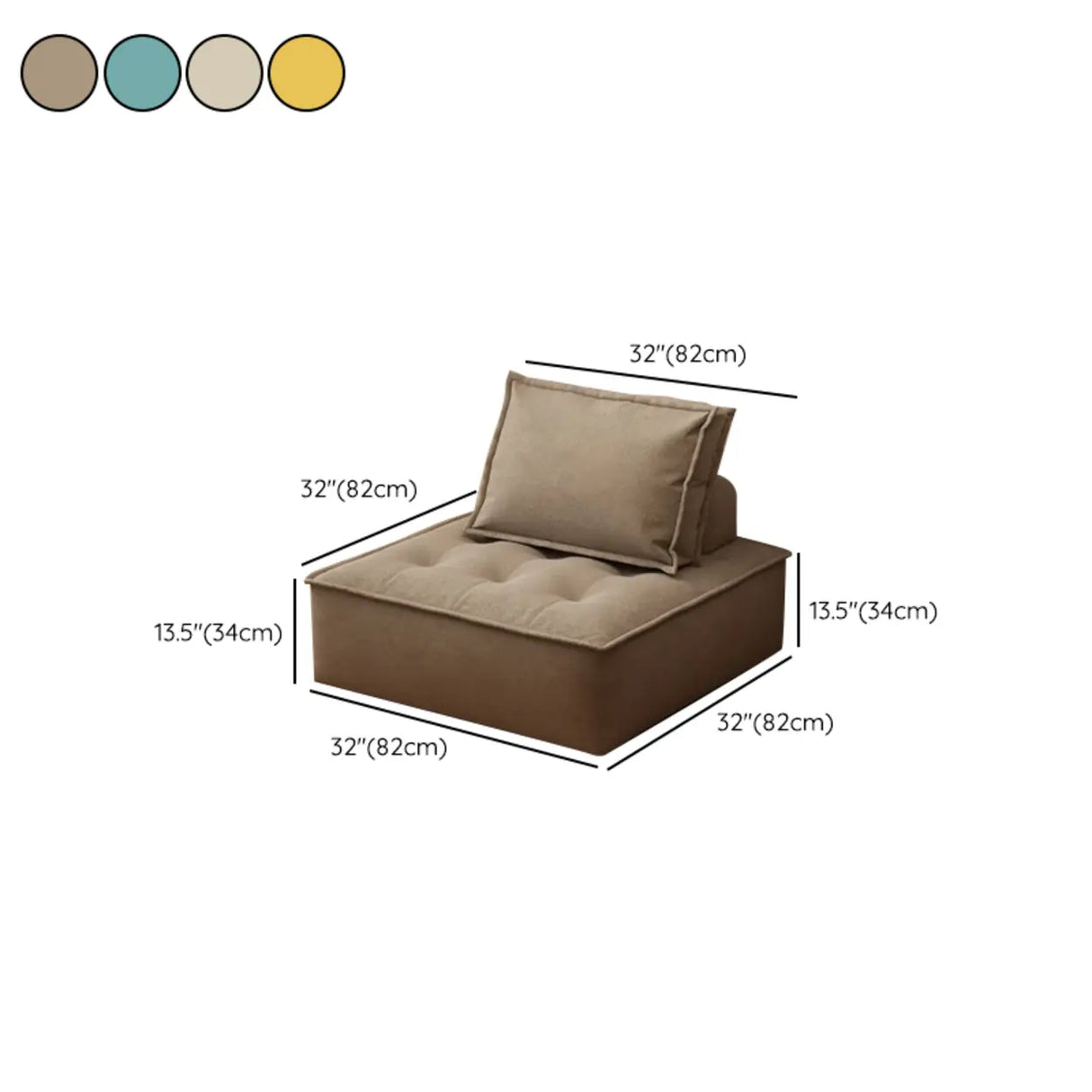 Multi-Color Modular Fabric Pillow Back Single Sofa Image - 24
