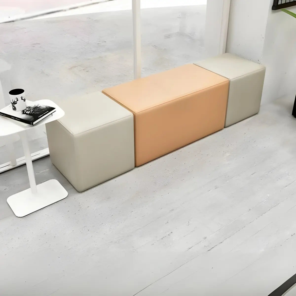 Multi-Color Modular Faux Leather Square Seating Set Image - 18