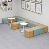 Multi-Color Modular Faux Leather Square Seating Set Image - 19