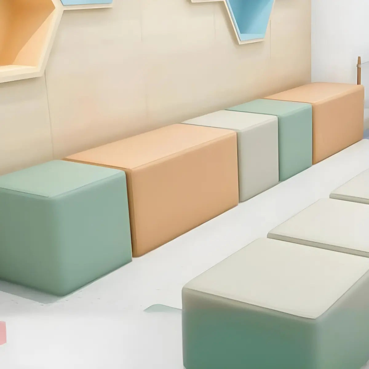 Multi-Color Modular Faux Leather Square Seating Set Image - 6